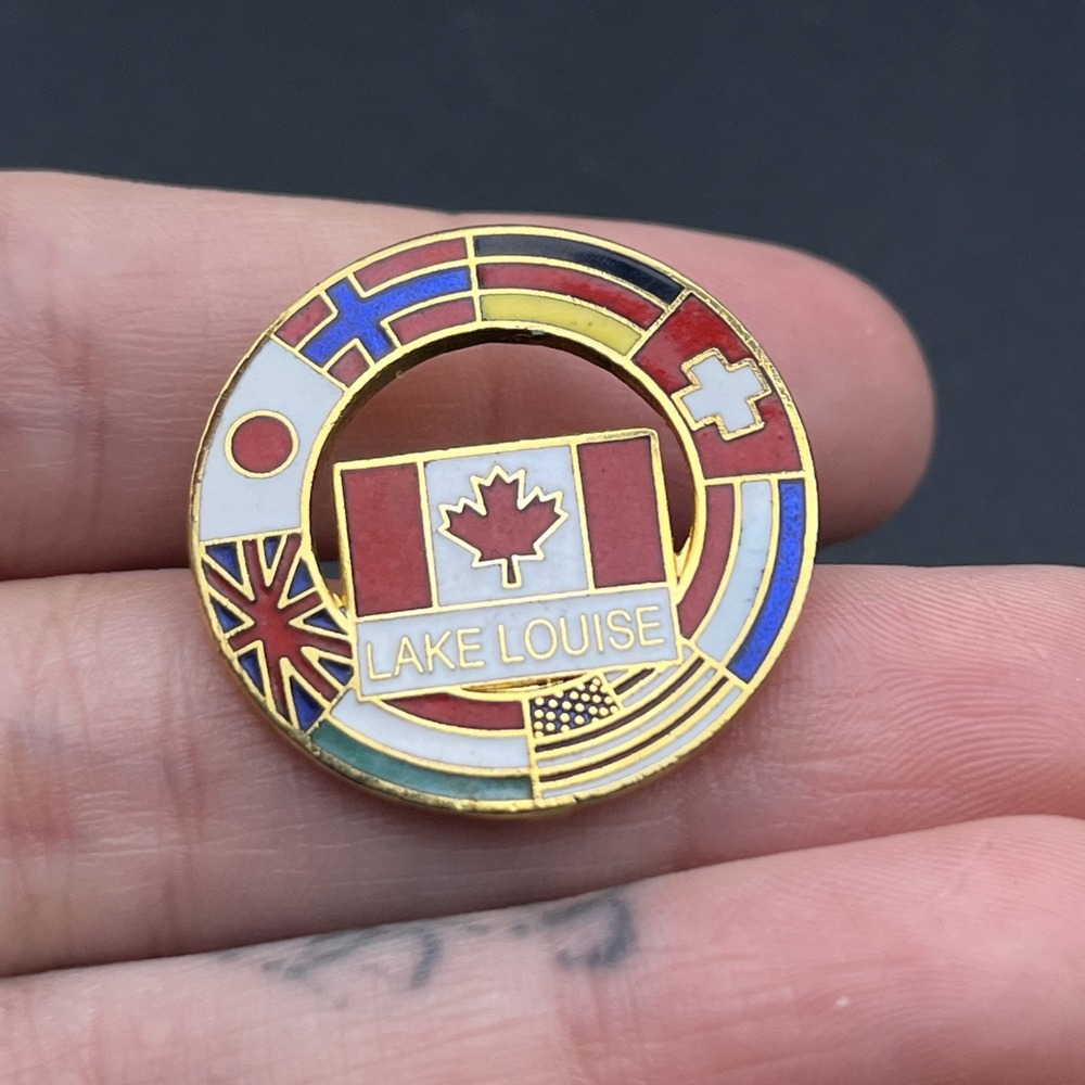 Lake Louise Canada World Flags China Germany USA Lapel Hat Pin